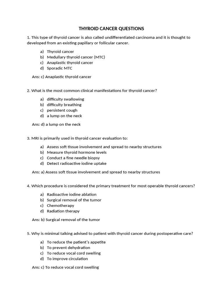 Thyroid Cancer b3 Questions | PDF