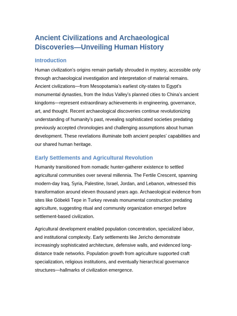 Article 7 Ancient Civilizations Archaeological Discoveries | PDF ...