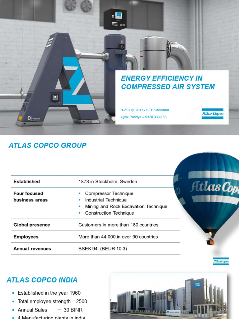 Atlas Copco - Energy Efficiency in Compressed Air System 6th July 2017 ...