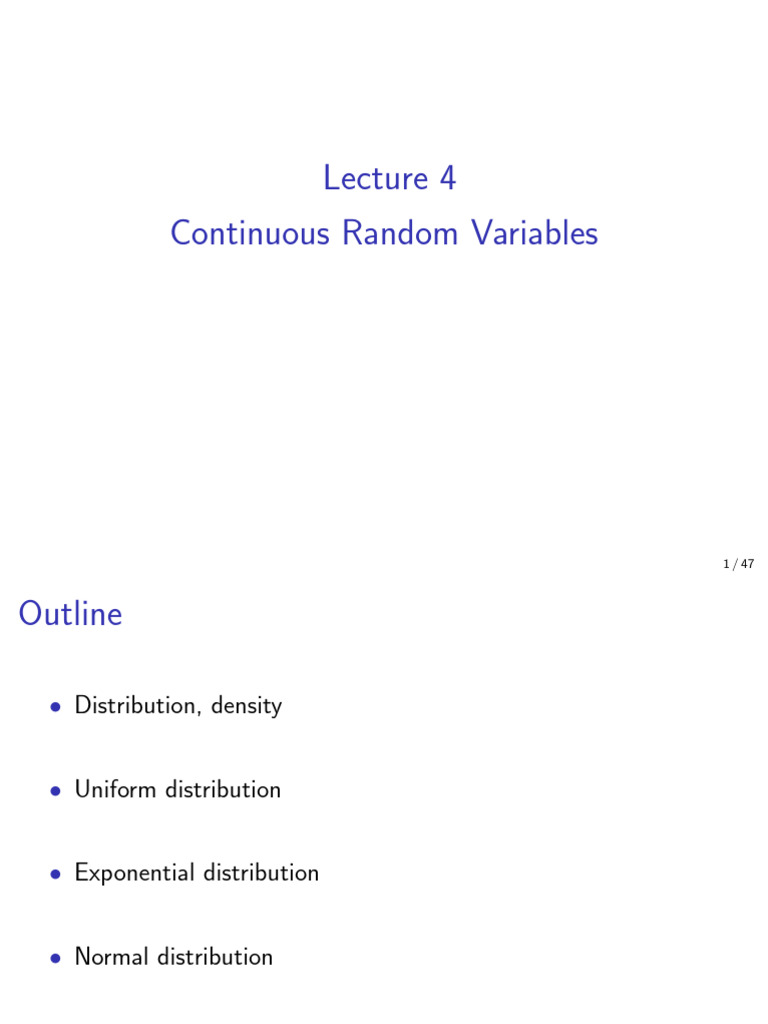 Prob Lec4 | PDF | Probability Distribution | Random Variable