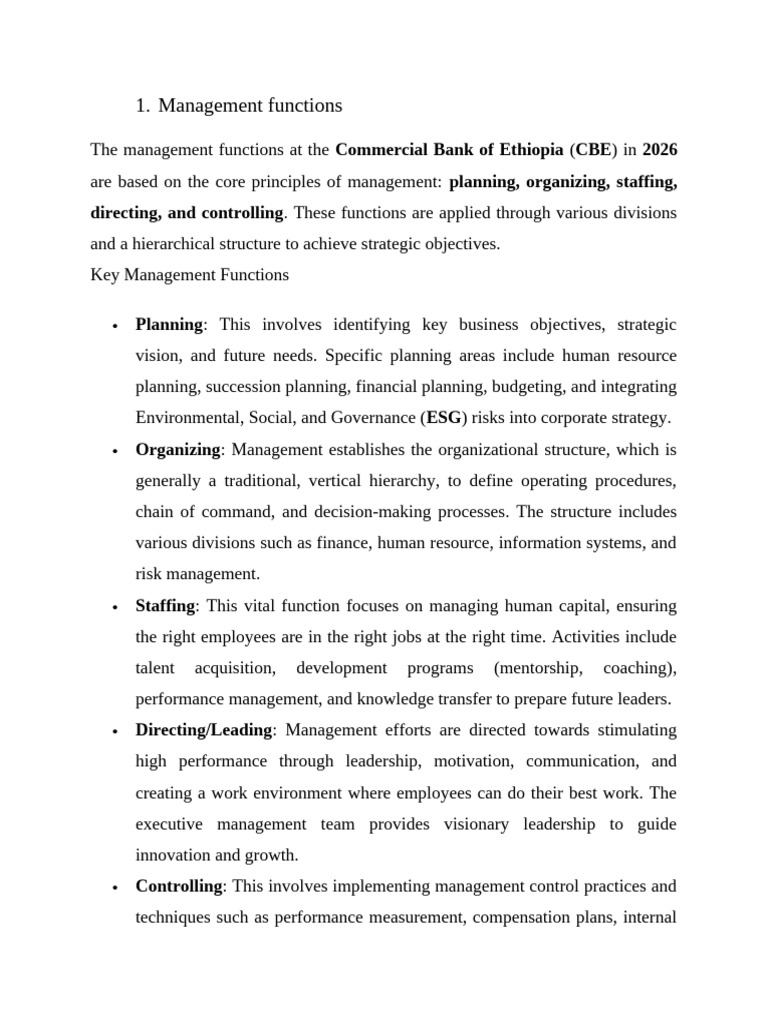 CBE Vision, Mission Ans Strategy | PDF | Leadership | Banks
