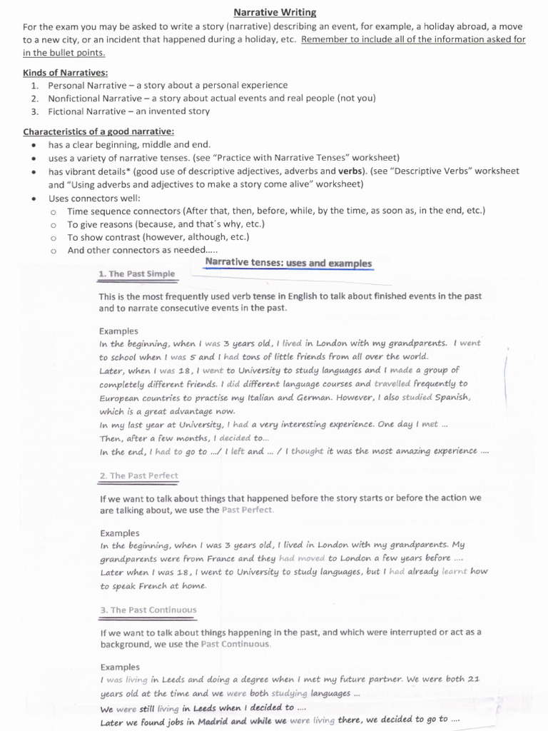 Narrative Notes Exercises and Examples | PDF