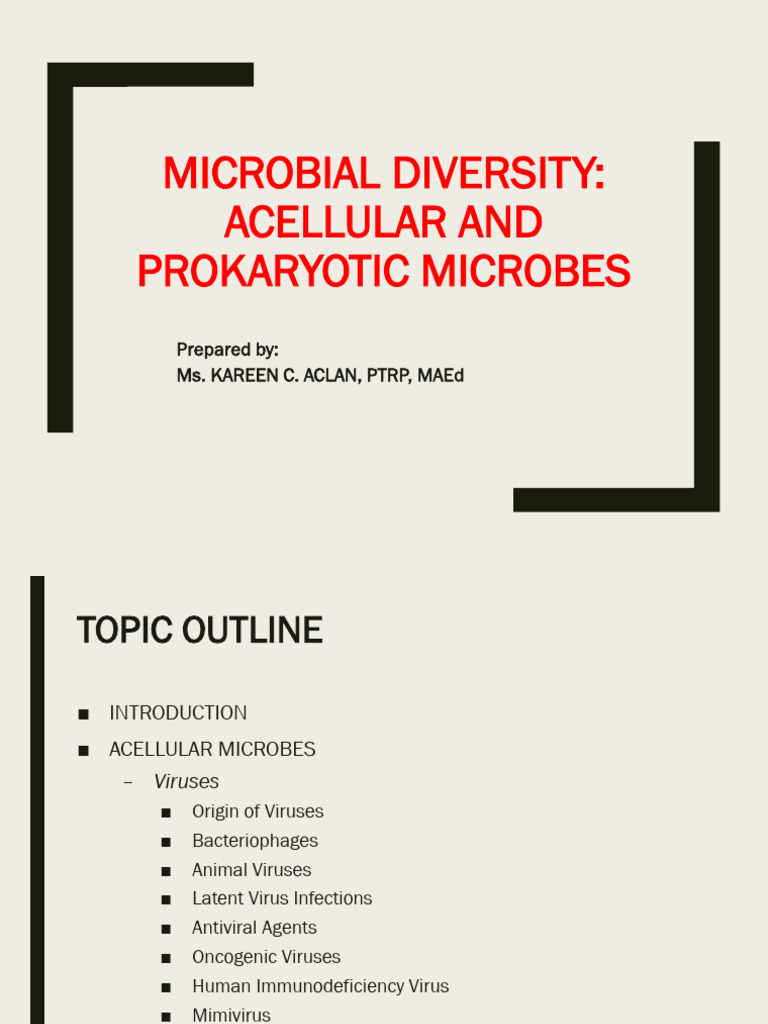 4 - Microbial Diversity - Acellular and Prokaryotic Microbes | PDF ...