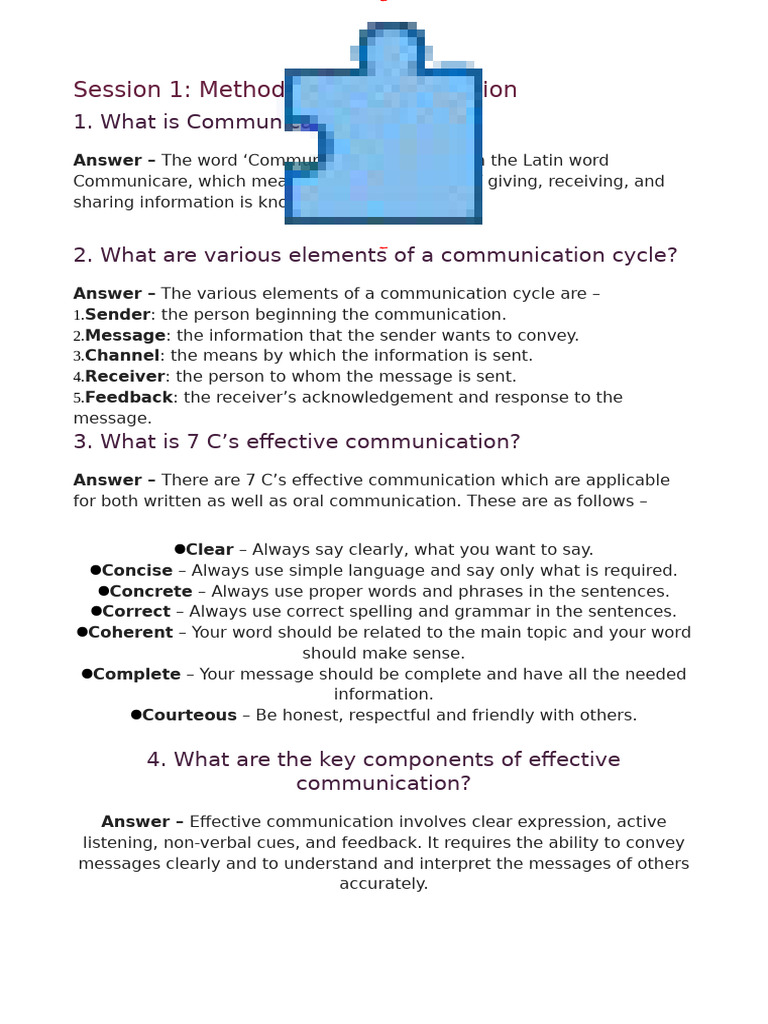 Part A Notes | PDF | Nonverbal Communication | Communication