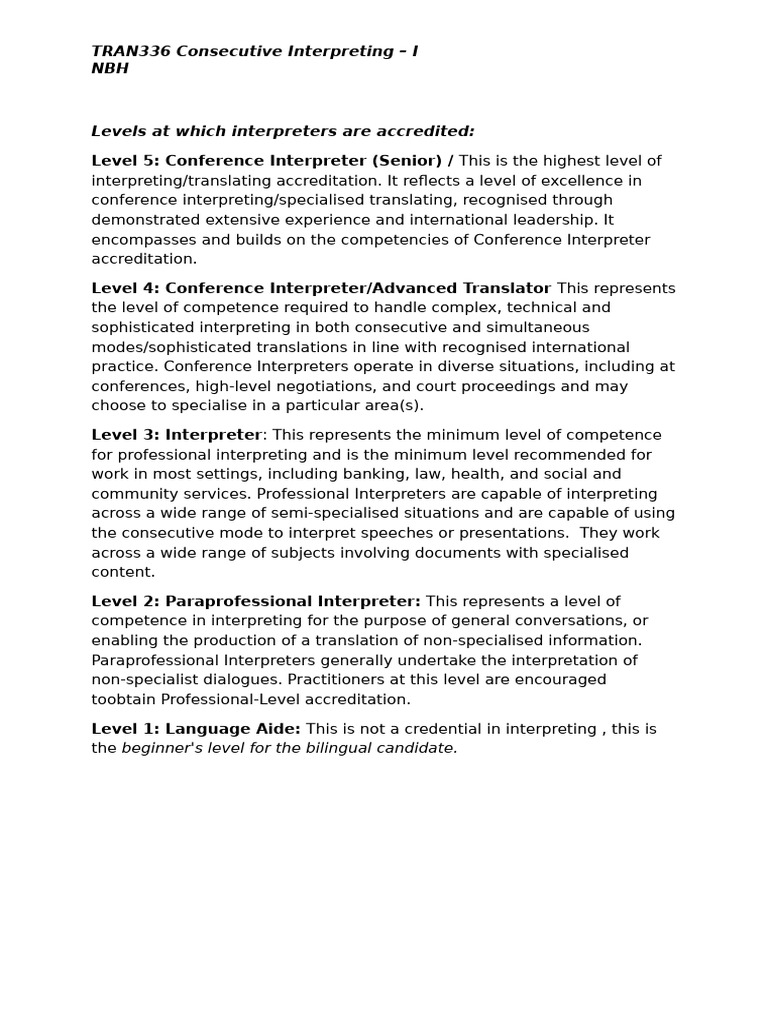 The Levels of Interpreters in General | PDF
