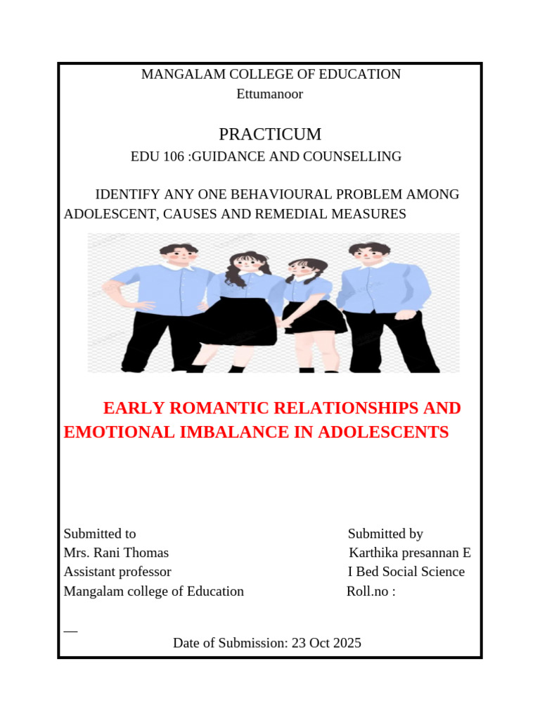 Early Romantic Relationships and Emotional Imbalance in Adolescents ...