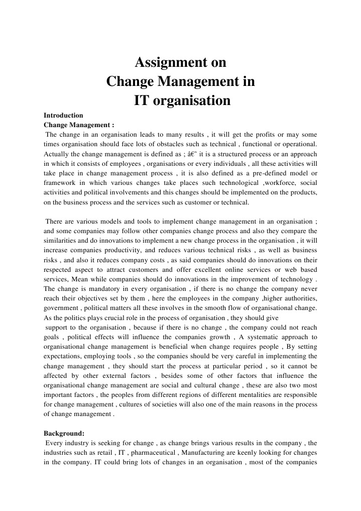 Assignment On Change Management in IT Industry. | PDF | Change ...