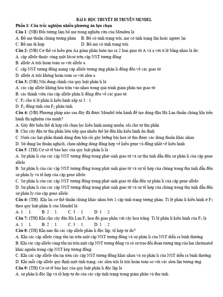 Quy Luat Mendel | PDF