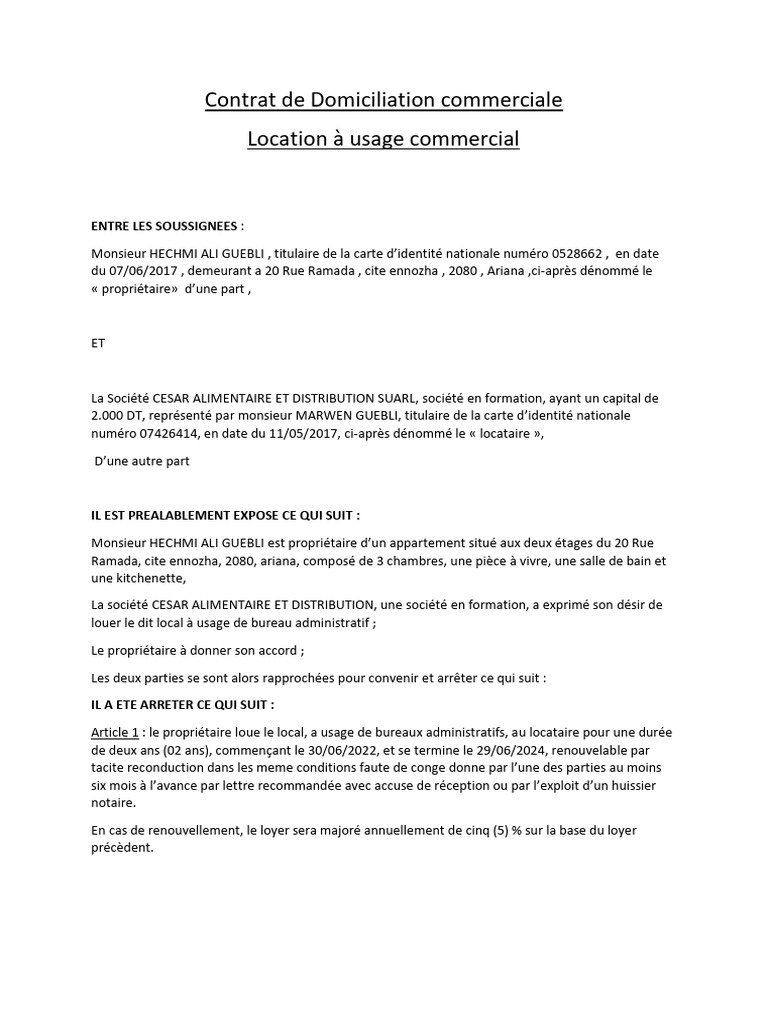Contrat de Loc | PDF