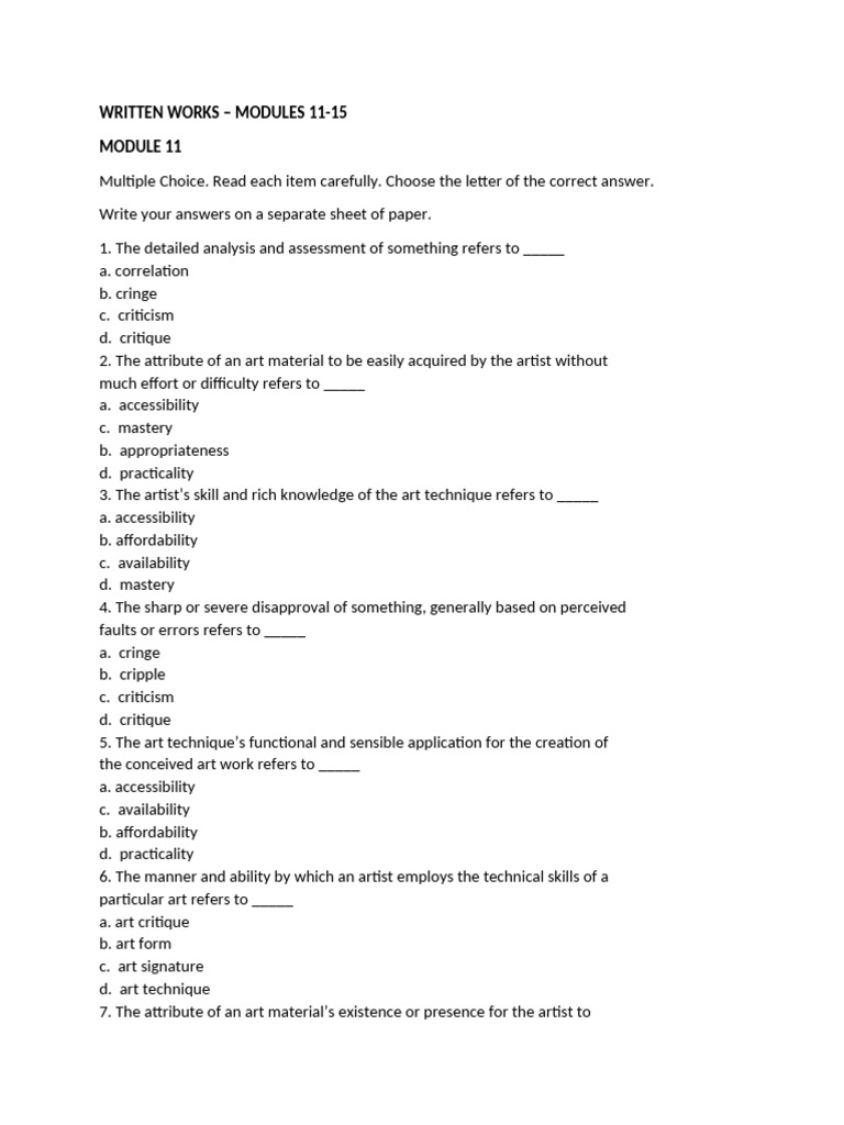 Written Works Cpar All Module | PDF