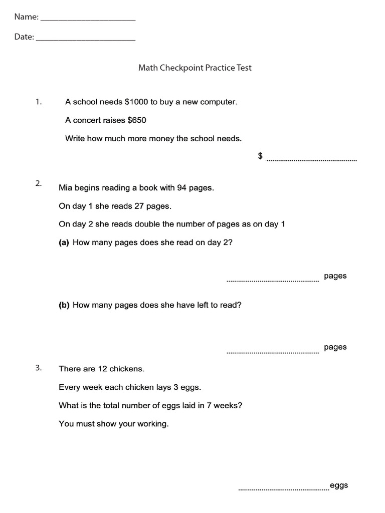 Math Checkpoint Test 061222 | PDF