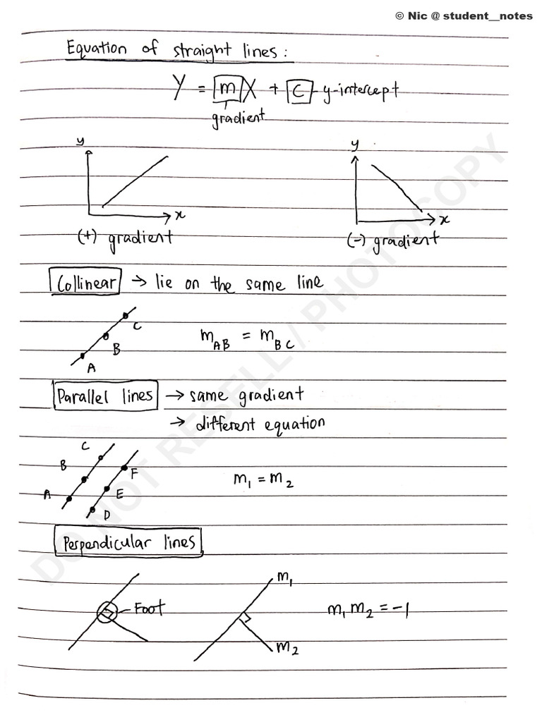 Straight Line-Graphs and Differentiation - ADDMATHS (0606) NOTES | PDF