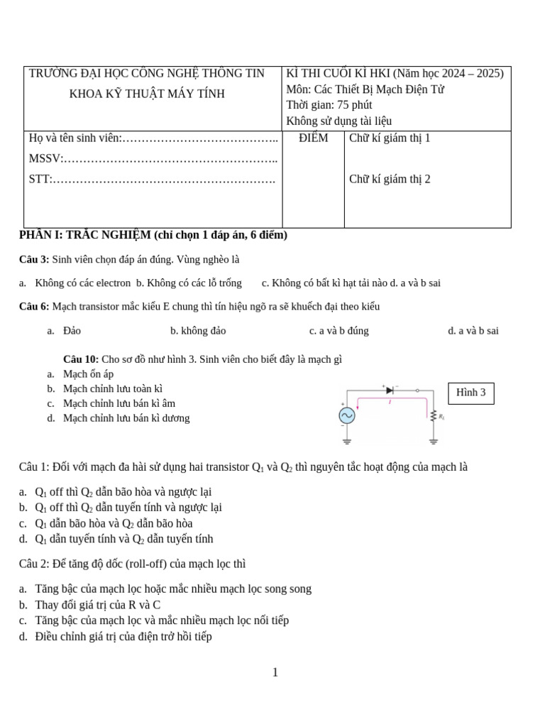 Đề Thi CK HKII 2024 2025 Hoàn Chỉnh | PDF
