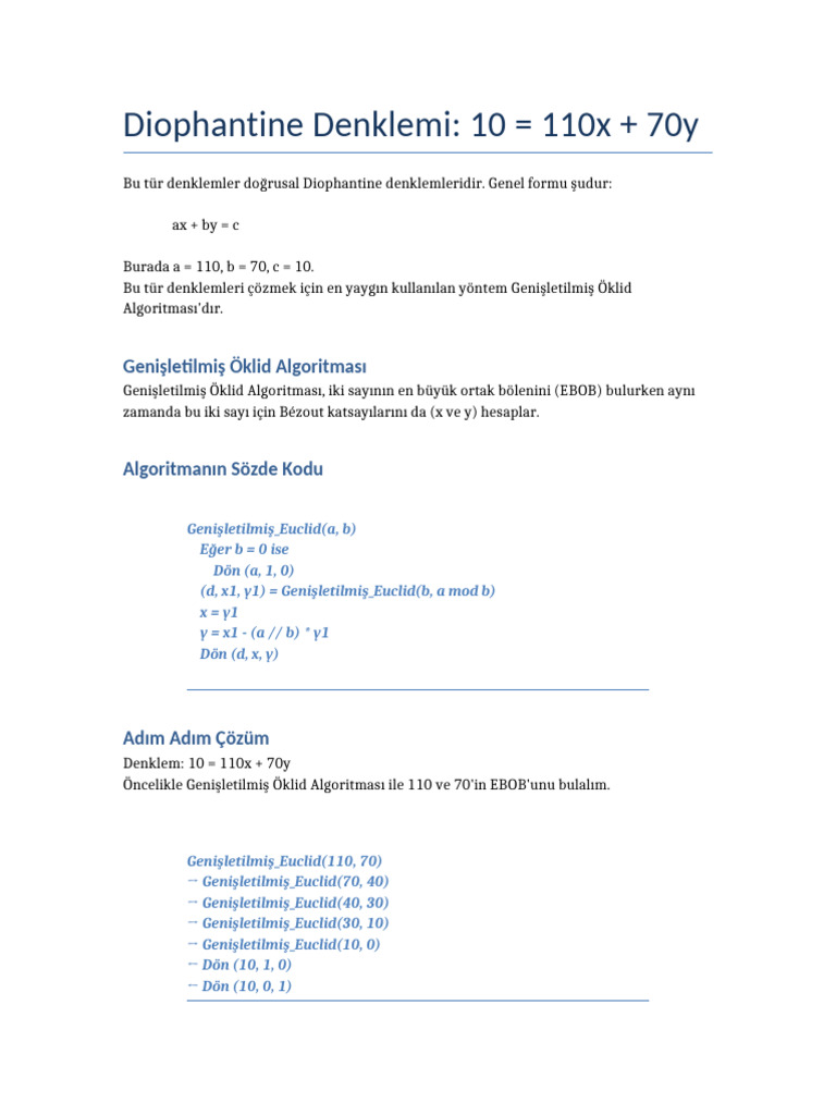 Diophantine Equation Solution | PDF