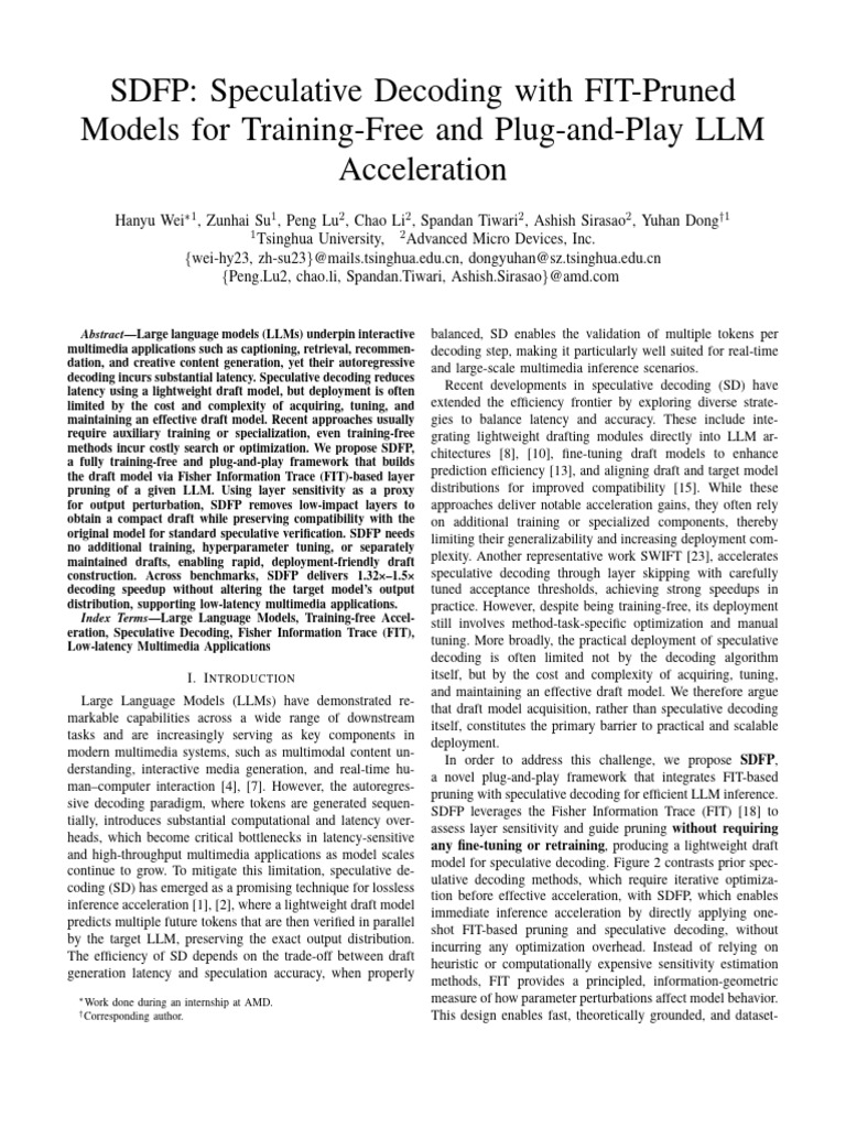 SDFP Speculative Decoding With FIT-Pruned2602.05499v1 | PDF | Computing ...