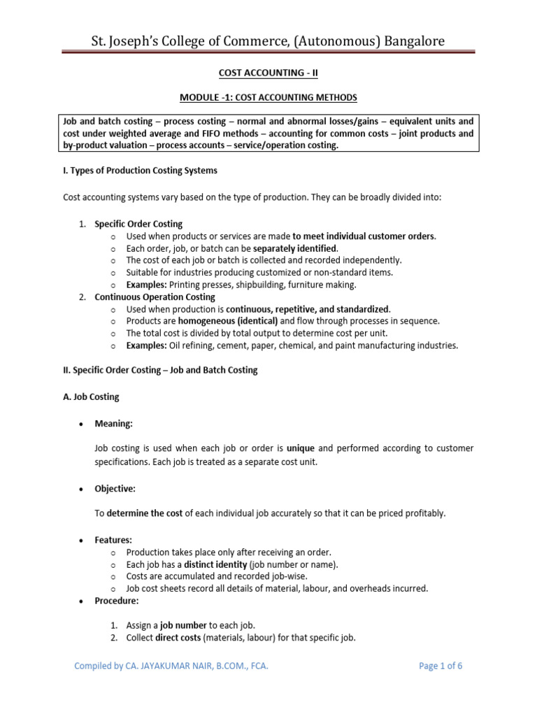 Module - 1 - COST ACC METHODS 25-26 | PDF | Cost Of Goods Sold | Cost ...