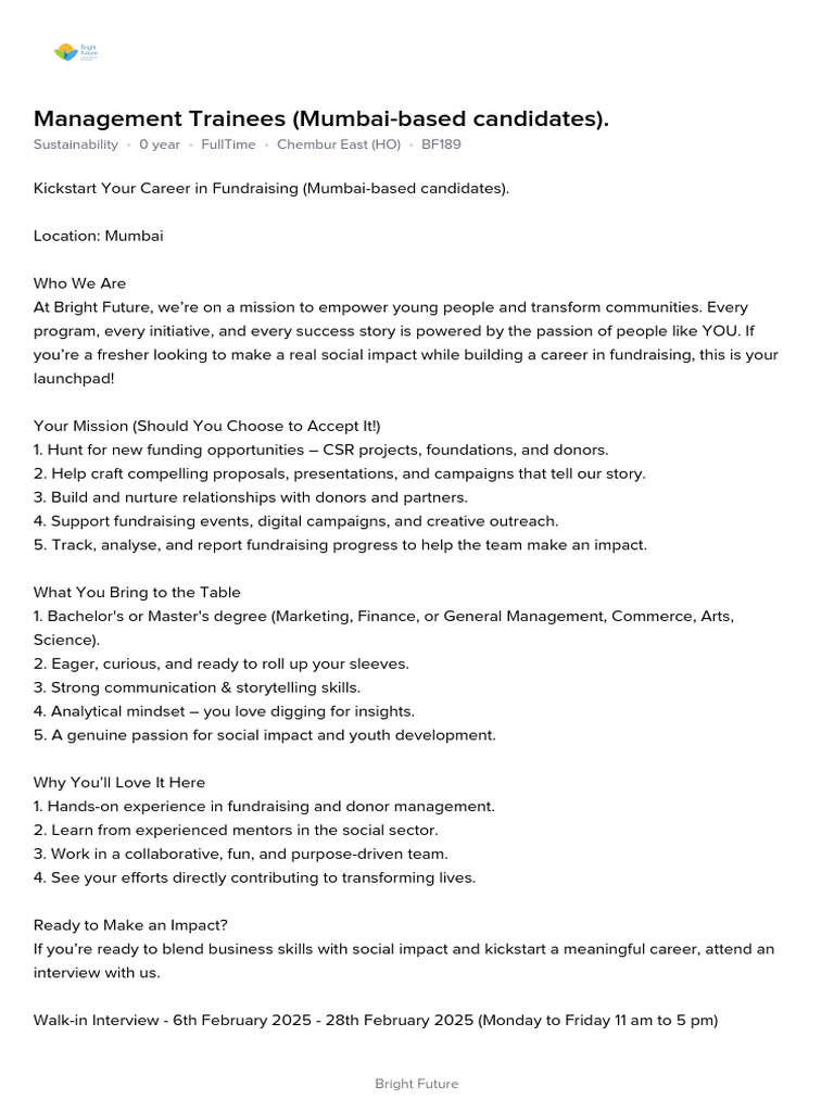 Management Trainee BFI | PDF