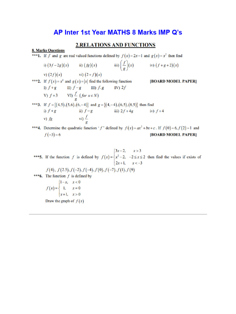Inter 1st Year Maths 8 Marks Q's | PDF