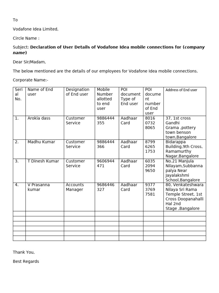COCP User Declaration Company Name | PDF
