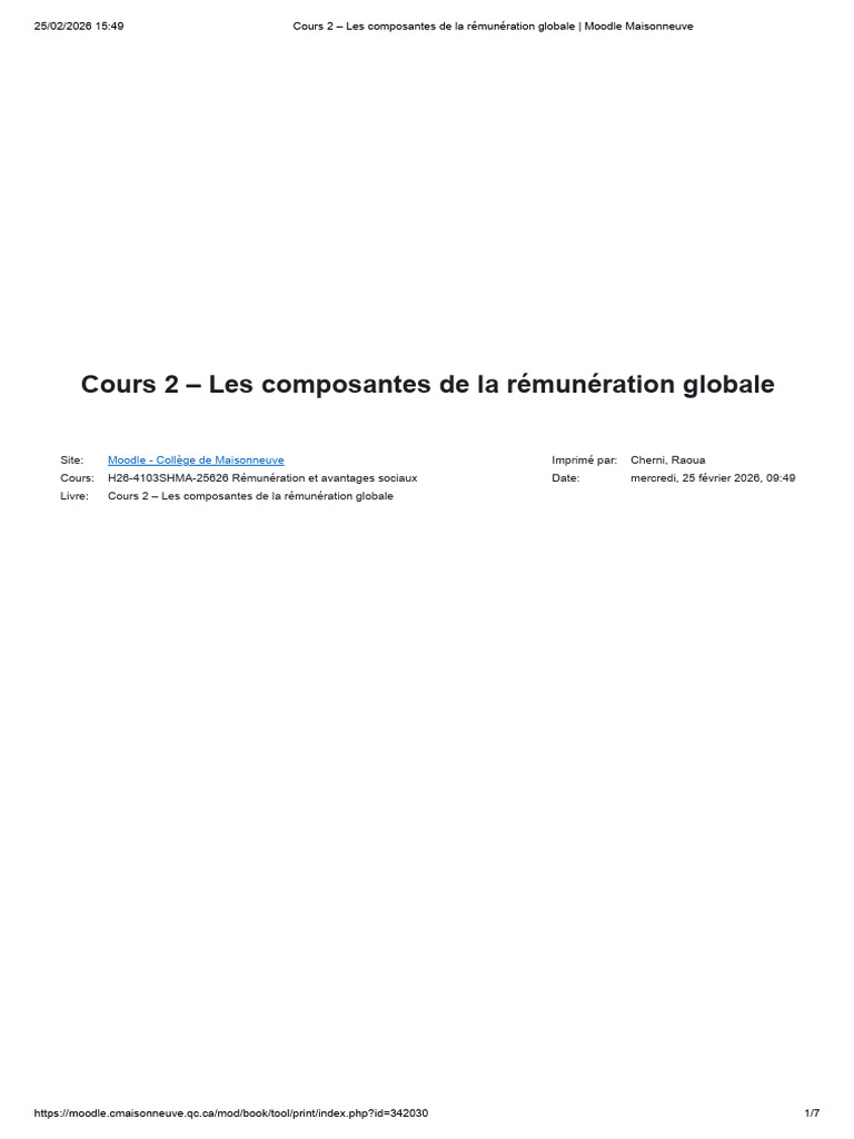 Cours 2 - Les Composantes de La Rémunération Globale | PDF | Salaires ...
