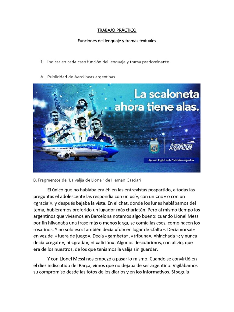 TP Funciones Del Lenguaje y Tramas Textuales | PDF | Asociación de ...