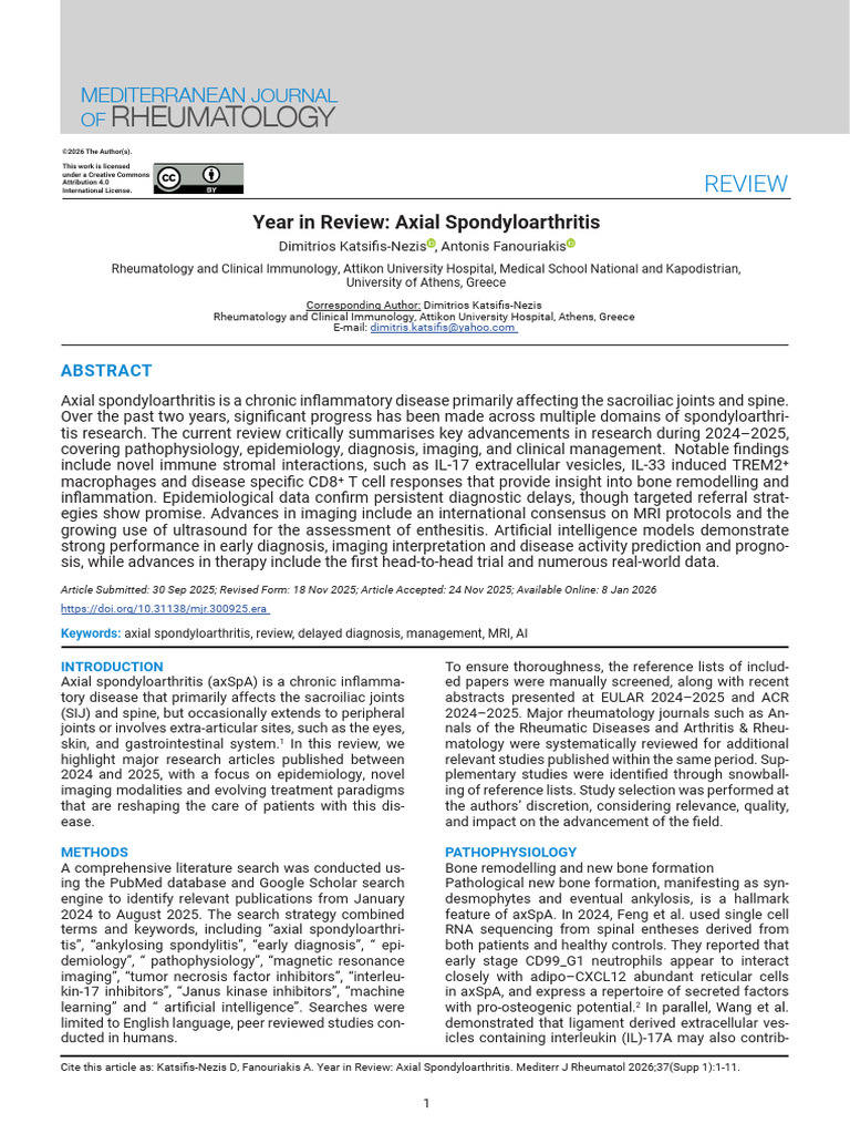 Year in Review Axial Spondyloarthritis 2026 | PDF | Medical Specialties ...