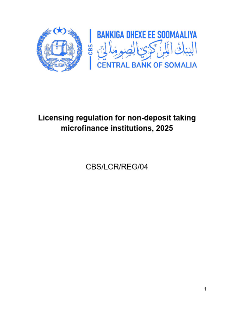 Licensing Regulations For Non Deposit Taking MFIs | PDF | Banks | License