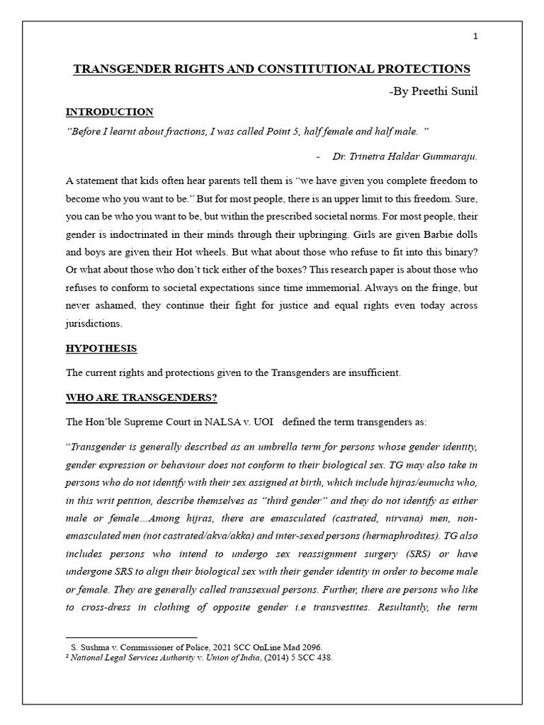 Transgender Rights and Constitutional Protections | PDF | Transgender ...