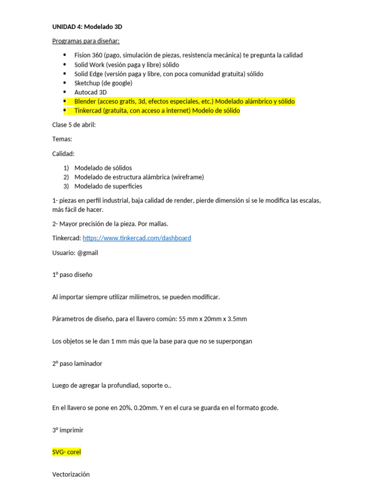 Clase 5 de Abril- Curso Impresión 3D | PDF