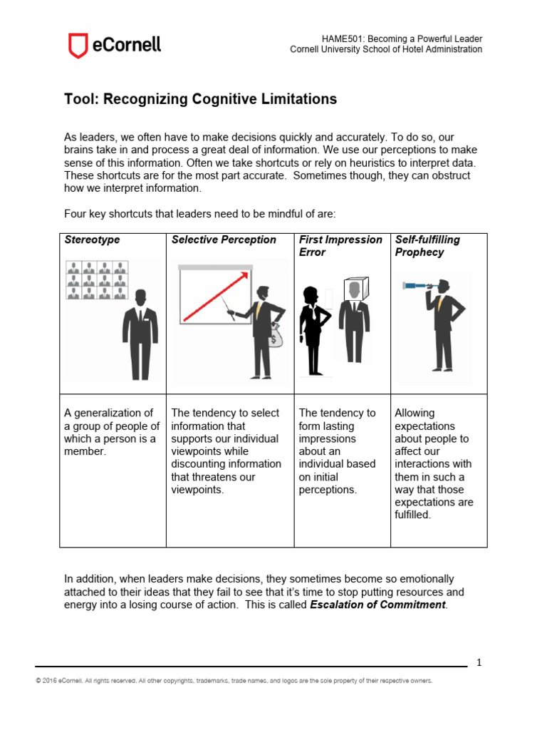 Hame501 Tool Recognizing Cognitive Limitations | PDF | Cognition ...