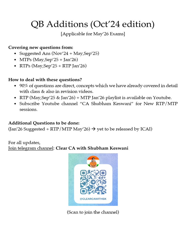 QB Additions Oct'24 Edition | PDF | Audit | Internal Control