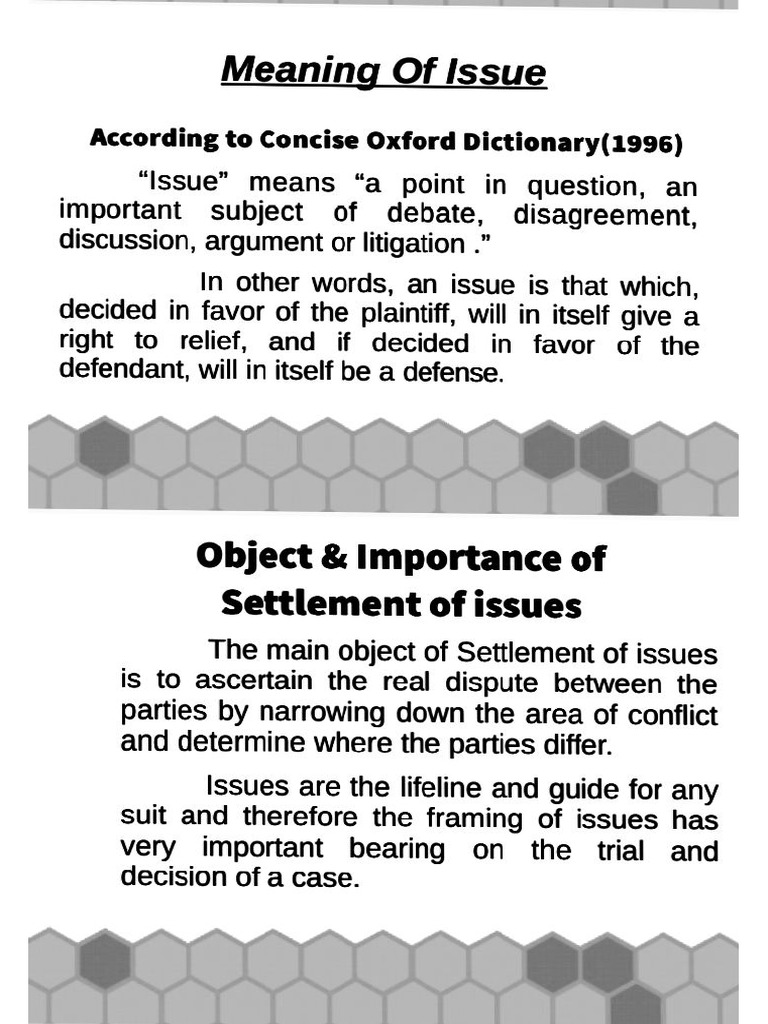 Framing & Settlement of Issues | PDF