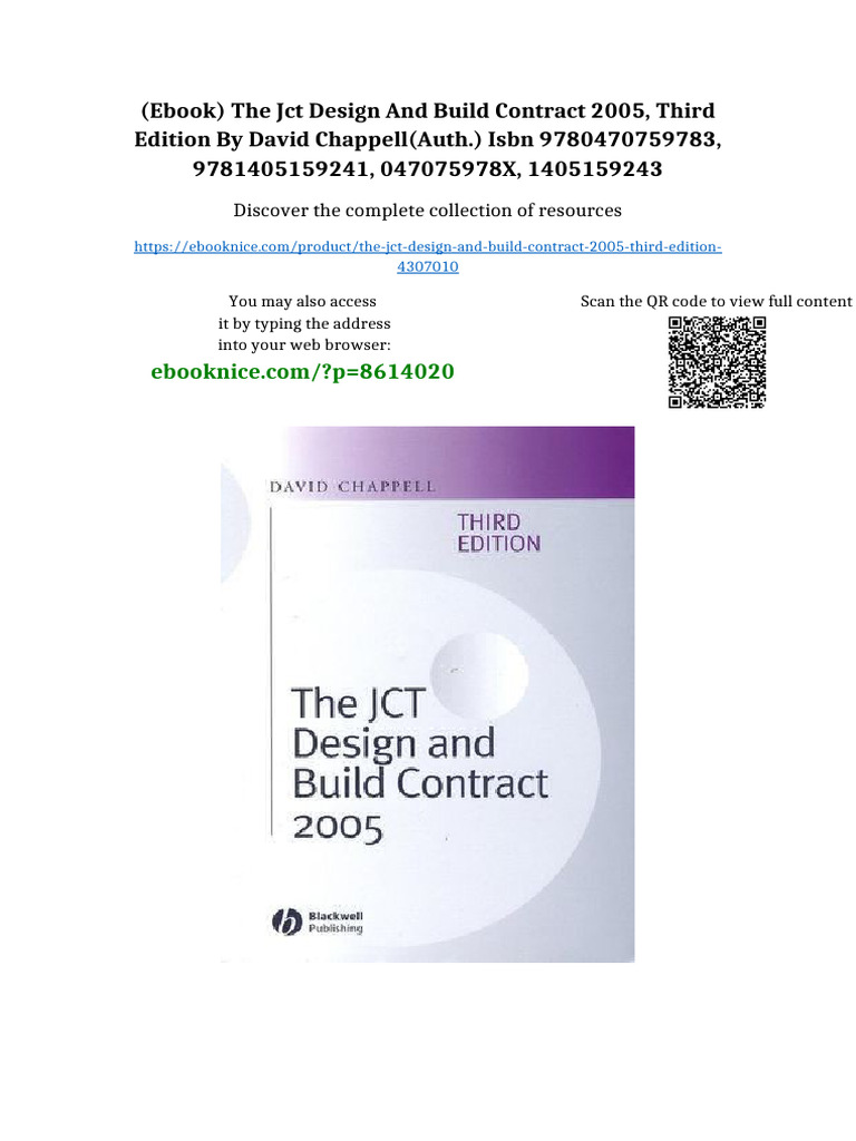 (Ebook) The JCT Design and Build Contract 2005, Third Edition by David ...