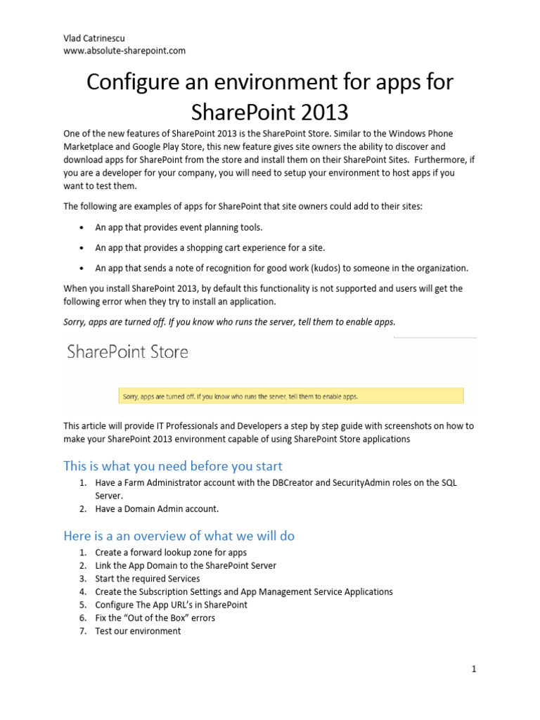 Configure An Environment For Apps For SharePoint 2013-NBSP2 | PDF ...