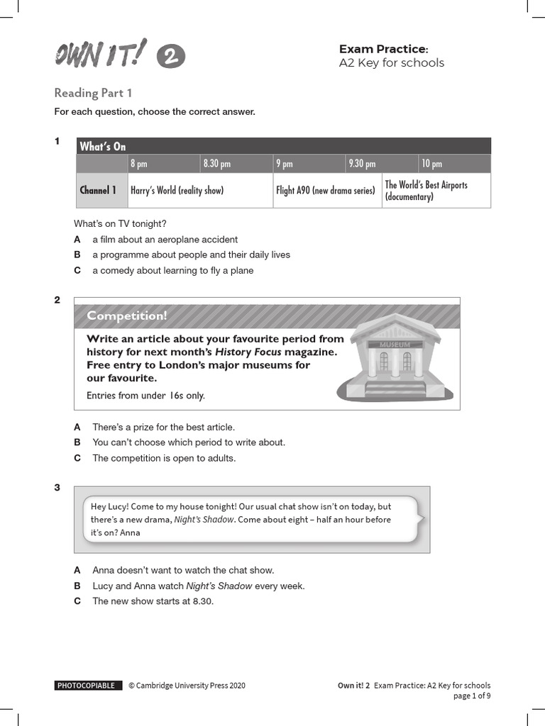 Reading and Writing Exam Practice For The Test | PDF | Bilbo Baggins ...