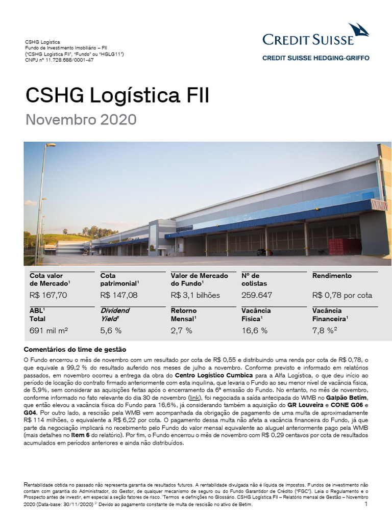 CSHG - Logística 11.20 | PDF | Fundo de Investimento Imobiliário ...