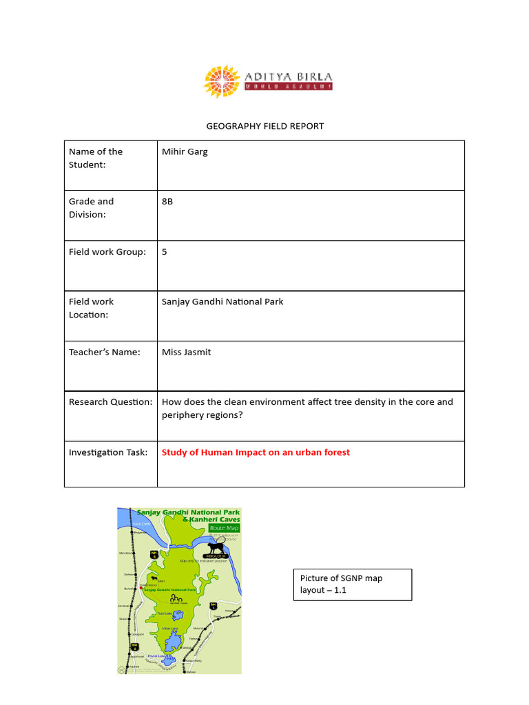 GEOGRAPHY FIELD REPORT SGNP | PDF | Sampling (Statistics) | Hypothesis
