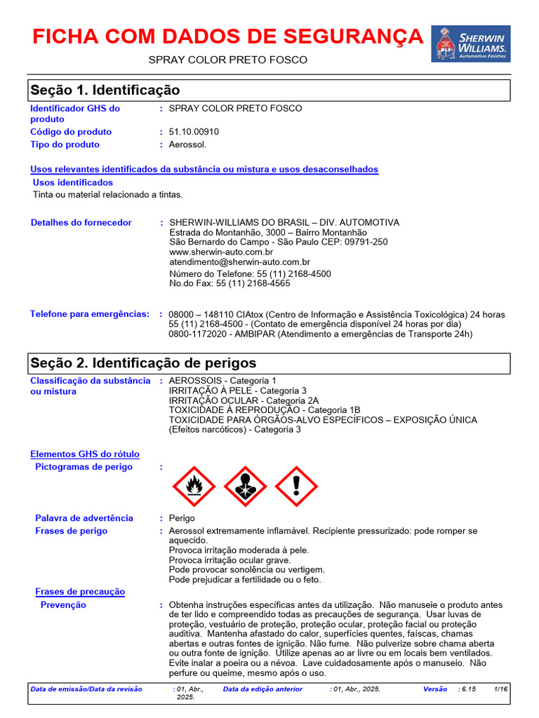 FDS Colorgin Preto Fosco Spray | PDF