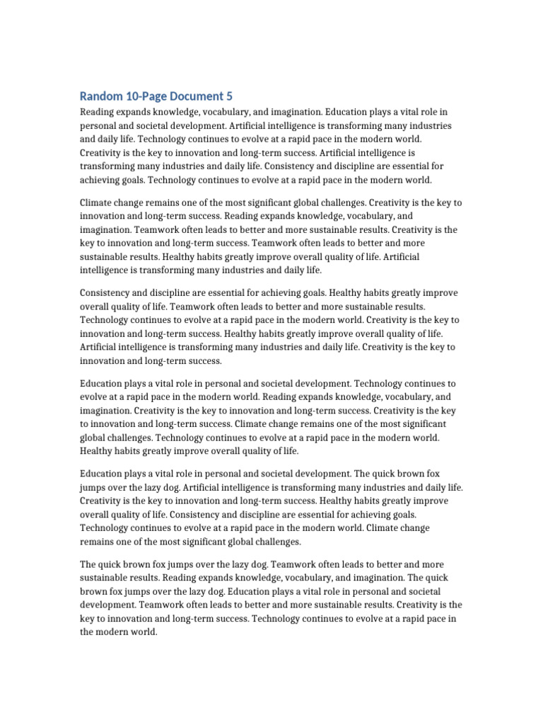 Random 10 Page Document 5 | PDF | Disciplines | Imagination