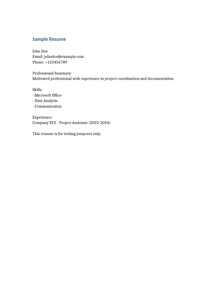 Dummy Resume 4 | PDF
