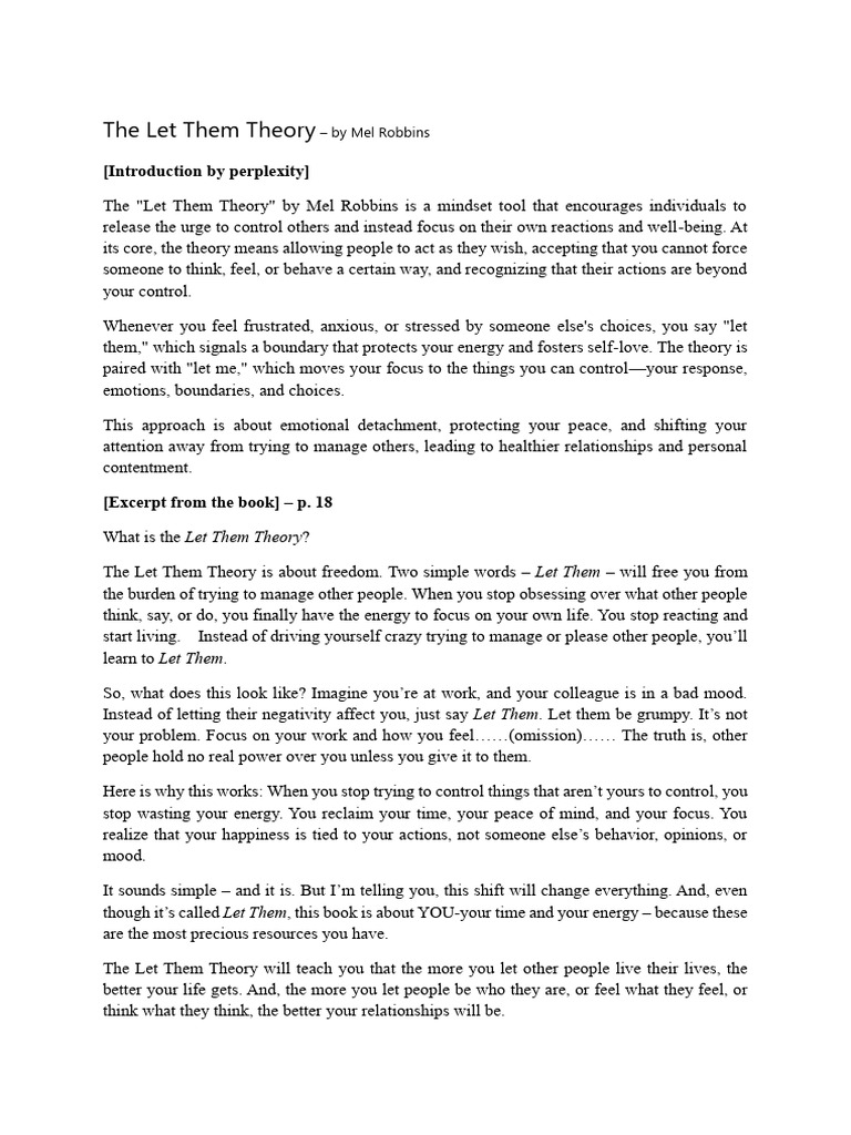 The Let Them Theory | PDF | Mood (Psychology) | Mental Health