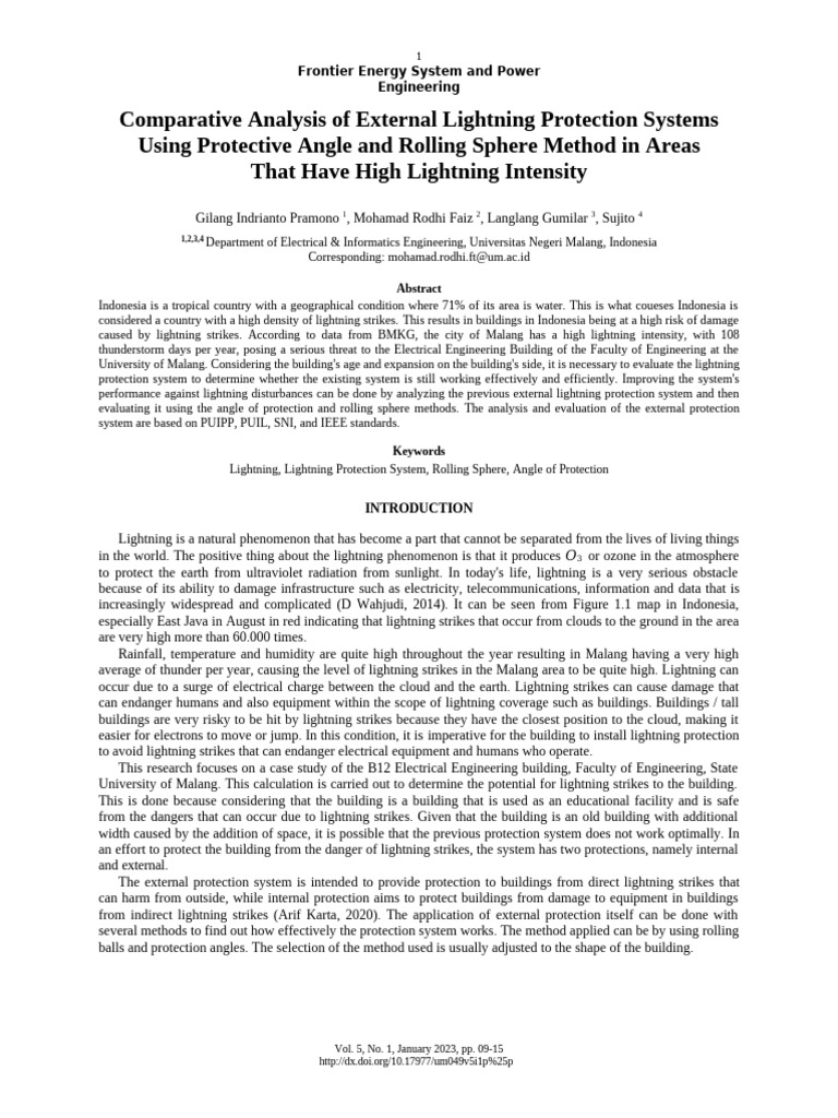 Comparative Analysis of External Lightning Protection Systems Using ...