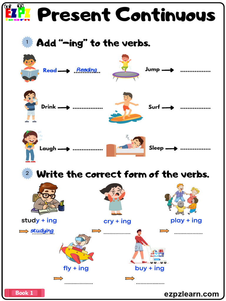 Present Continuous Add ING To The Verbs Grammar Worksheet | PDF ...