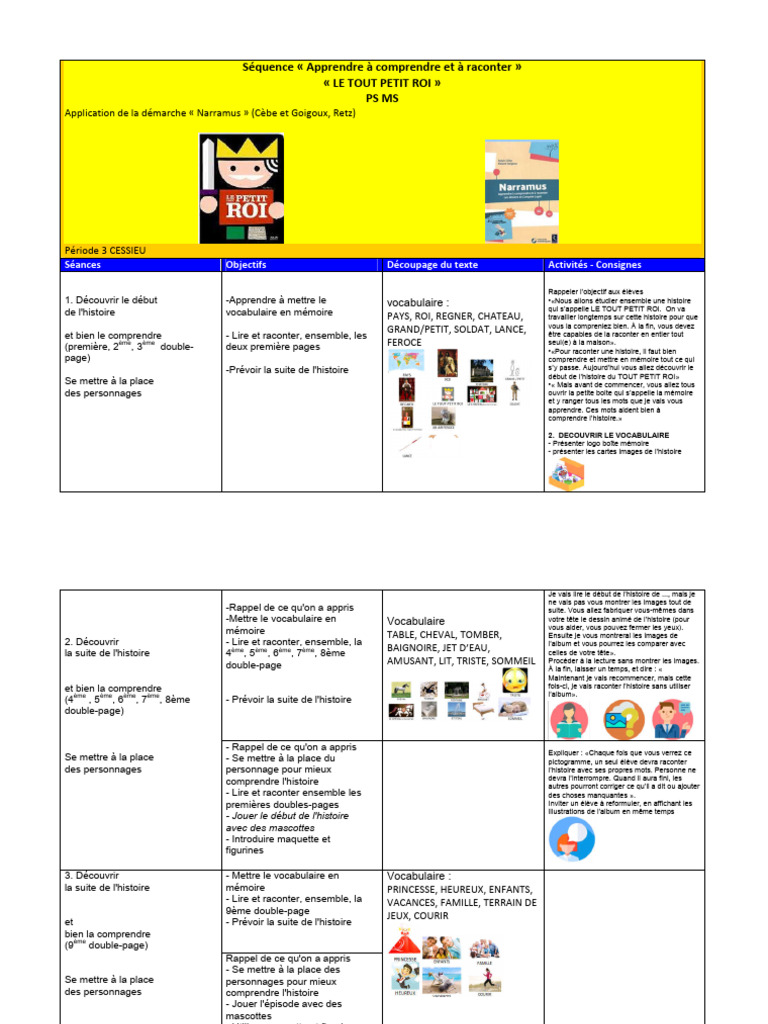 Tableau Séquence Le Tout Petit Roi | PDF
