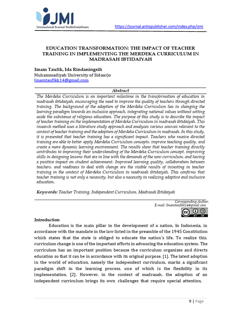 Education Transformation: The Impact of Teacher Training in ...