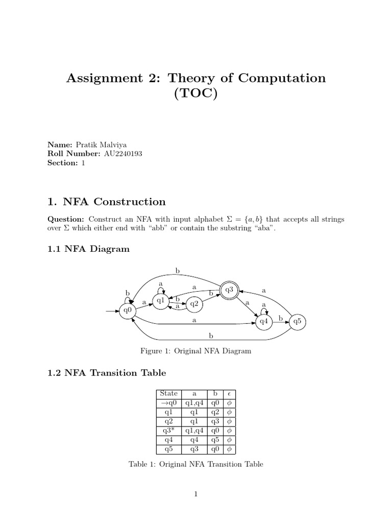 Assignment 2 Theory of Computation TOC | PDF | Mathematical Logic ...