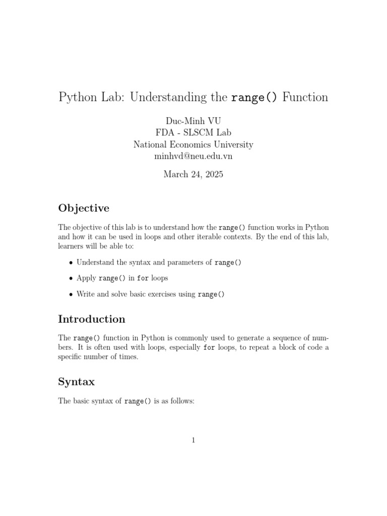 Lab-4.2. Range Function | PDF | Parameter (Computer Programming ...