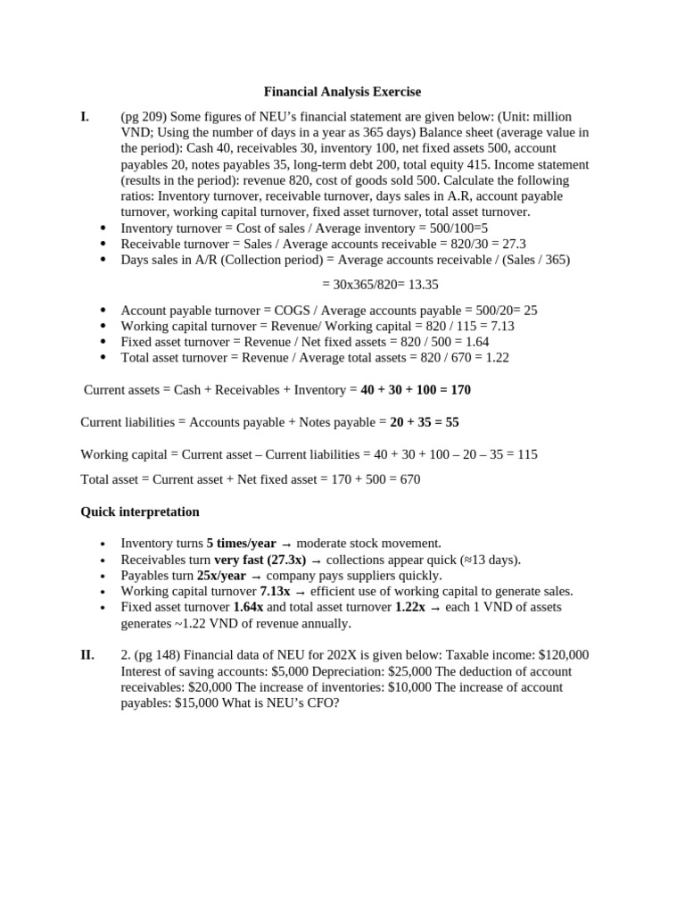 Financial Analysis Exercise | PDF | Free Cash Flow | Revenue
