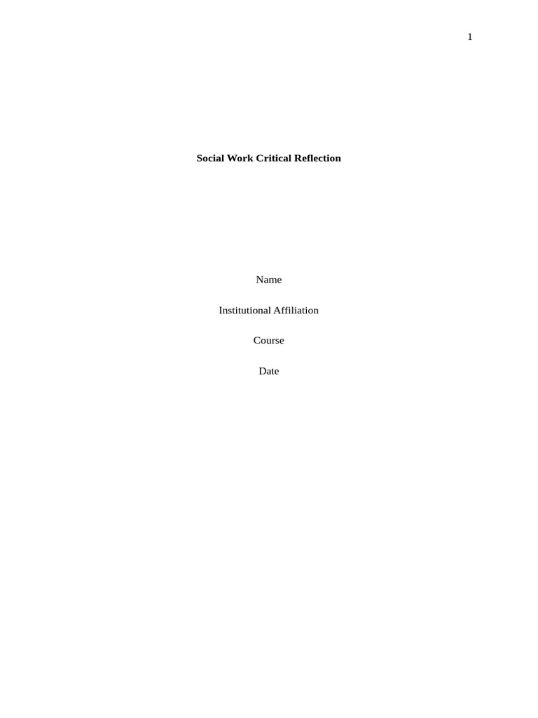 Social Work Critical Reflection | PDF | Social Work | Intersectionality