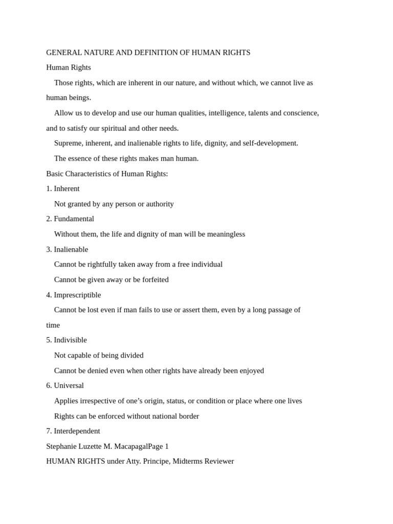 General Nature and Definition of Human Rights | PDF | Human Rights | Rights